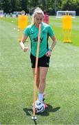 28 June 2025; Megan Connolly plays footgolf during a Republic of Ireland women training session at Mercy Health Training Center in Cincinnati, Ohio, USA. Photo by Stephen McCarthy/Sportsfile