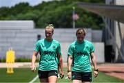 28 June 2025; Dee Bradley, left, and Emily Murphy during a Republic of Ireland women training session at Mercy Health Training Center in Cincinnati, Ohio, USA. Photo by Stephen McCarthy/Sportsfile