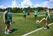 28 June 2025; Players including Kyra Carusa, right, during a Republic of Ireland women training session at Mercy Health Training Center in Cincinnati, Ohio, USA. Photo by Stephen McCarthy/Sportsfile