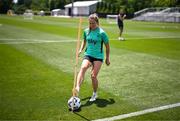 28 June 2025; Kyra Carusa plays footgolf during a Republic of Ireland women training session at Mercy Health Training Center in Cincinnati, Ohio, USA. Photo by Stephen McCarthy/Sportsfile