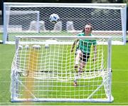 28 June 2025; Lucy Quinn plays footgolf during a Republic of Ireland women training session at Mercy Health Training Center in Cincinnati, Ohio, USA. Photo by Stephen McCarthy/Sportsfile