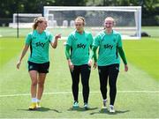 28 June 2025; Goalkeepers, from left, Sophie Whitehouse, Grace Moloney and Courtney Brosnan during a Republic of Ireland women training session at Mercy Health Training Center in Cincinnati, Ohio, USA. Photo by Stephen McCarthy/Sportsfile