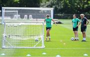 28 June 2025; Saoirse Noonan plays footgolf during a Republic of Ireland women training session at Mercy Health Training Center in Cincinnati, Ohio, USA. Photo by Stephen McCarthy/Sportsfile