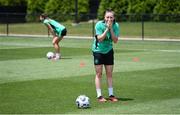 28 June 2025; Lucy Quinn plays footgolf during a Republic of Ireland women training session at Mercy Health Training Center in Cincinnati, Ohio, USA. Photo by Stephen McCarthy/Sportsfile