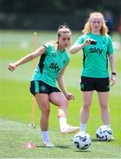 28 June 2025; Chloe Mustaki plays footgolf during a Republic of Ireland women training session at Mercy Health Training Center in Cincinnati, Ohio, USA. Photo by Stephen McCarthy/Sportsfile
