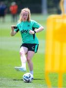 28 June 2025; Amber Barrett plays footgolf during a Republic of Ireland women training session at Mercy Health Training Center in Cincinnati, Ohio, USA. Photo by Stephen McCarthy/Sportsfile