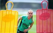 28 June 2025; Chloe Mustaki plays footgolf during a Republic of Ireland women training session at Mercy Health Training Center in Cincinnati, Ohio, USA. Photo by Stephen McCarthy/Sportsfile
