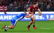 28 June 2025; James Lowe of British & Irish Lions is tackled by Ollie Hoskins of Western Force during the tour match between Western Force and the British & Irish Lions at Optus Stadium in Perth, Australia. Photo by Steve Christo/Sportsfile