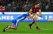 28 June 2025; James Lowe of British & Irish Lions is tackled by Ollie Hoskins of Western Force during the tour match between Western Force and the British & Irish Lions at Optus Stadium in Perth, Australia. Photo by Steve Christo/Sportsfile