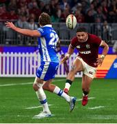 28 June 2025; Sione Tuipulotu of British & Irish Lions in action against Bayley Kuenzle of Western Force during the tour match between Western Force and the British & Irish Lions at Optus Stadium in Perth, Australia. Photo by Steve Christo/Sportsfile