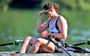 29 June 2025; Zoe Hyde of Ireland during the Women’s Double Sculls B Final during the 2025 World Rowing Cup at Rotsee in Lucerne, Switzerland. Photo by Benedict Tufnell/Sportsfile