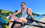 29 June 2025; Ronan Byrne of Ireland after the Men’s Quadruple Sculls Final B during the 2025 World Rowing Cup at Rotsee in Lucerne, Switzerland. Photo by Benedict Tufnell/Sportsfile