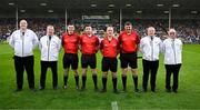 28 June 2025; Referee Colm McDonald and his match officials before the Electric Ireland GAA Hurling All-Ireland Minor Championship final match between Waterford and Clare at FBD Semple Stadium in Thurles, Tipperary. Photo by Brendan Moran/Sportsfile