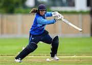 29 June 2025; Typhoons batter Laura Delany during the Evoke Super 20 Trophy match between Typhoons and Scorchers at Railway Union Cricket Club in Dublin. Photo by Seb Daly/Sportsfile