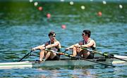 29 June 2025; Daire Lynch, left, and Paul O'Donovan of Ireland before the Men's Double Scull Final A during the 2025 World Rowing Cup at Rotsee in Lucerne, Switzerland. Photo by Benedict Tufnell/Sportsfile