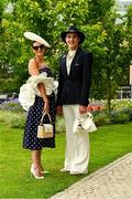 29 June 2025; Katie Young from the Curragh Co Kildare and Michael Fitzpatrick from Stradbally Co Loais at day three of the Dubai Duty Free Irish Derby Festival at The Curragh Racecourse in Kildare. Photo by Matt Browne/Sportsfile