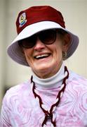 29 June 2025; Galway supporter Carmel Stenson, from Renmore in Galway, before the GAA Football All-Ireland Senior Championship quarter-final match between Meath and Galway at Croke Park in Dublin. Photo by Shauna Clinton/Sportsfile