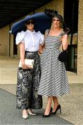 29 June 2025; Aishling Barry from Maynooth Co Kildare and Jenny Owens from Virginia Co Cavan at day three of the Dubai Duty Free Irish Derby Festival at The Curragh Racecourse in Kildare. Photo by Matt Browne/Sportsfile