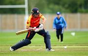 29 June 2025; Scorchers batter Gaby Lewis during the Evoke Super 20 Trophy match between Typhoons and Scorchers at Railway Union Cricket Club in Dublin. Photo by Seb Daly/Sportsfile