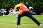 29 June 2025; Spectators watch the action during the Evoke Super 20 Trophy match between Typhoons and Scorchers at Railway Union Cricket Club in Dublin. Photo by Seb Daly/Sportsfile