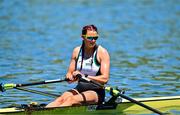 29 June 2025; Fiona Murtagh of Ireland before the Women's Single Scull Final A during the 2025 World Rowing Cup at Rotsee in Lucerne, Switzerland. Photo by Benedict Tufnell/Sportsfile