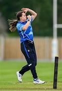 29 June 2025; Typhoons bowler Laura Delany during the Evoke Super 20 Trophy match between Typhoons and Scorchers at Railway Union Cricket Club in Dublin. Photo by Seb Daly/Sportsfile