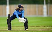 29 June 2025; Typhoons wicketkeeper Joanna Loughran during the Evoke Super 20 Trophy match between Typhoons and Scorchers at Railway Union Cricket Club in Dublin. Photo by Seb Daly/Sportsfile