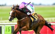 29 June 2025; Sujet with Chris Hayes up, on their way to winning the Dubai Duty Free Handicap from second place Mississippi River with Ryan Moore during day three of the Dubai Duty Free Irish Derby Festival at The Curragh Racecourse in Kildare. Photo by Matt Browne/Sportsfile