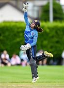 29 June 2025; Typhoons wicketkeeper Joanna Loughran during the Evoke Super 20 Trophy match between Typhoons and Scorchers at Railway Union Cricket Club in Dublin. Photo by Seb Daly/Sportsfile
