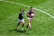 29 June 2025; Matthew Tierney of Galway in action against Seán Rafferty of Meath during the GAA Football All-Ireland Senior Championship quarter-final match between Meath and Galway at Croke Park in Dublin. Photo by Daire Brennan/Sportsfile