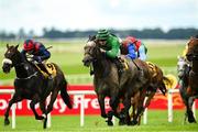 29 June 2025; Slieve Binnian, with Luke McAteer up, on their way to winning the Dubai Duty Free Derby Festival Handicap during day three of the Dubai Duty Free Irish Derby Festival at The Curragh Racecourse in Kildare. Photo by Matt Browne/Sportsfile