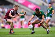 29 June 2025; Donal Keogan of Meath in action against Dylan McHugh of Galway during the GAA Football All-Ireland Senior Championship quarter-final match between Meath and Galway at Croke Park in Dublin. Photo by Piaras Ó Mídheach/Sportsfile