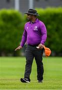 29 June 2025; Umpire Azam Ali Baig during the Evoke Super 20 Trophy match between Typhoons and Scorchers at Railway Union Cricket Club in Dublin. Photo by Seb Daly/Sportsfile