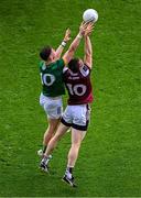 29 June 2025; Cein Darcy of Galway in action against Conor Duke of Meath during the GAA Football All-Ireland Senior Championship quarter-final match between Meath and Galway at Croke Park in Dublin. Photo by Daire Brennan/Sportsfile