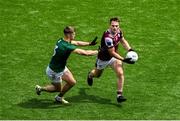29 June 2025; Liam Silke of Galway in action against Seán Rafferty of Meath during the GAA Football All-Ireland Senior Championship quarter-final match between Meath and Galway at Croke Park in Dublin. Photo by Daire Brennan/Sportsfile
