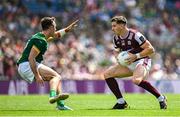 29 June 2025; Shane Walsh of Galway in action against Seán Coffey of Meath during the GAA Football All-Ireland Senior Championship quarter-final match between Meath and Galway at Croke Park in Dublin. Photo by Shauna Clinton/Sportsfile