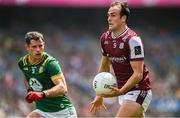 29 June 2025; John Maher of Galway in action against Donal Keogan of Meath during the GAA Football All-Ireland Senior Championship quarter-final match between Meath and Galway at Croke Park in Dublin. Photo by Shauna Clinton/Sportsfile