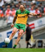 28 June 2025; Michael Murphy of Donegal kicks a free during the GAA Football All-Ireland Senior Championship quarter-final match between Monaghan and Donegal at Croke Park in Dublin. Photo by Ray McManus/Sportsfile