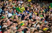 28 June 2025; Donegal supporters, in the Cusack Stand, during the GAA Football All-Ireland Senior Championship quarter-final match between Monaghan and Donegal at Croke Park in Dublin. Photo by Ray McManus/Sportsfile