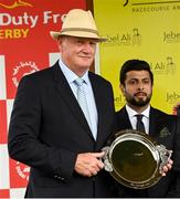 29 June 2025; Trainer Willie McCreery after winning the Jebel Ali Racecourse & Stables Dash Stakes with Vespertilio during day three of the Dubai Duty Free Irish Derby Festival at The Curragh Racecourse in Kildare. Photo by Matt Browne/Sportsfile