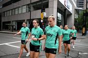 29 June 2025; Republic of Ireland's Dee Bradley, right, and Tyler Toland during the team's match-day team walk in Cincinnati, ahead of their international friendly match against United States at TQL Stadium in Cincinnati, USA. Photo by Stephen McCarthy/Sportsfile