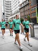 29 June 2025; Republic of Ireland's Saoirse Noonan and Denise O’Sullivan, right, during the team's match-day team walk in Cincinnati, ahead of their international friendly match against United States at TQL Stadium in Cincinnati, USA. Photo by Stephen McCarthy/Sportsfile