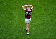 29 June 2025; A dejected Tomo Culhane of Galway after the GAA Football All-Ireland Senior Championship quarter-final match between Meath and Galway at Croke Park in Dublin. Photo by Daire Brennan/Sportsfile