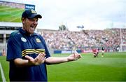 29 June 2025; Meath manager Robbie Brennan celebrates at the final whistle of the GAA Football All-Ireland Senior Championship quarter-final match between Meath and Galway at Croke Park in Dublin. Photo by Shauna Clinton/Sportsfile