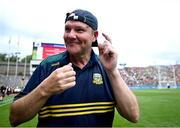 29 June 2025; Meath manager Robbie Brennan celebrates at the final whistle of the GAA Football All-Ireland Senior Championship quarter-final match between Meath and Galway at Croke Park in Dublin. Photo by Shauna Clinton/Sportsfile