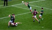 29 June 2025; Jordan Morris of Meath scores his side's second goal during the GAA Football All-Ireland Senior Championship quarter-final match between Meath and Galway at Croke Park in Dublin. Photo by Daire Brennan/Sportsfile