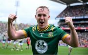 29 June 2025; Ronan Ryan of Meath celebrates after the GAA Football All-Ireland Senior Championship quarter-final match between Meath and Galway at Croke Park in Dublin. Photo by Shauna Clinton/Sportsfile