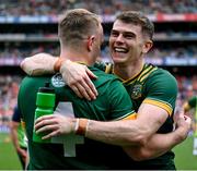 29 June 2025; Eoghan Frayne, right and Ronan Ryan of Meath celebrate after the GAA Football All-Ireland Senior Championship quarter-final match between Meath and Galway at Croke Park in Dublin. Photo by Shauna Clinton/Sportsfile