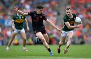 29 June 2025; Tom O'Sullivan of Kerry in action against Rory Grugan of Armagh during the GAA Football All-Ireland Senior Championship quarter-final match between Armagh and Kerry at Croke Park in Dublin. Photo by Shauna Clinton/Sportsfile