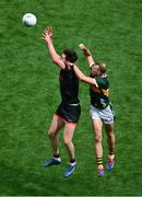 29 June 2025; Ben Crealey of Armagh in action against Mark O'Shea of Kerry during the GAA Football All-Ireland Senior Championship quarter-final match between Armagh and Kerry at Croke Park in Dublin. Photo by Daire Brennan/Sportsfile